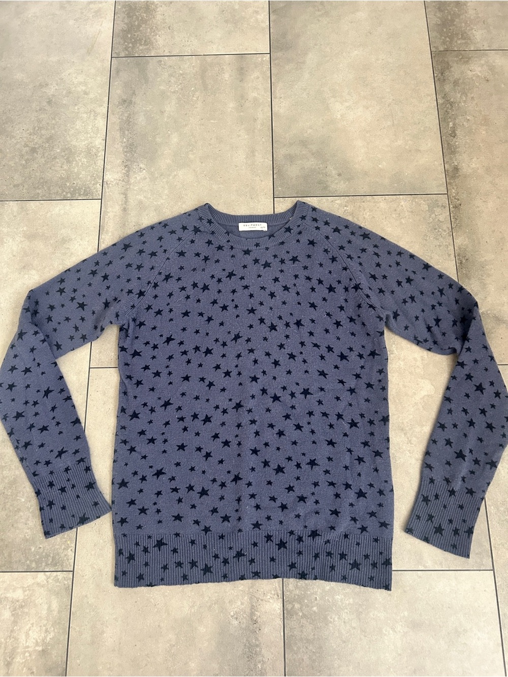 Equipment Sloane blue black star cashmere crewneck sweater XS